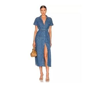 Boyish Jeans Revolve Marcel Western Shirt Dress In Blau Minimalist Womens Small